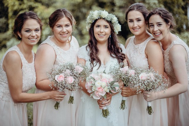 Wedding bridesmaids flowers dresses